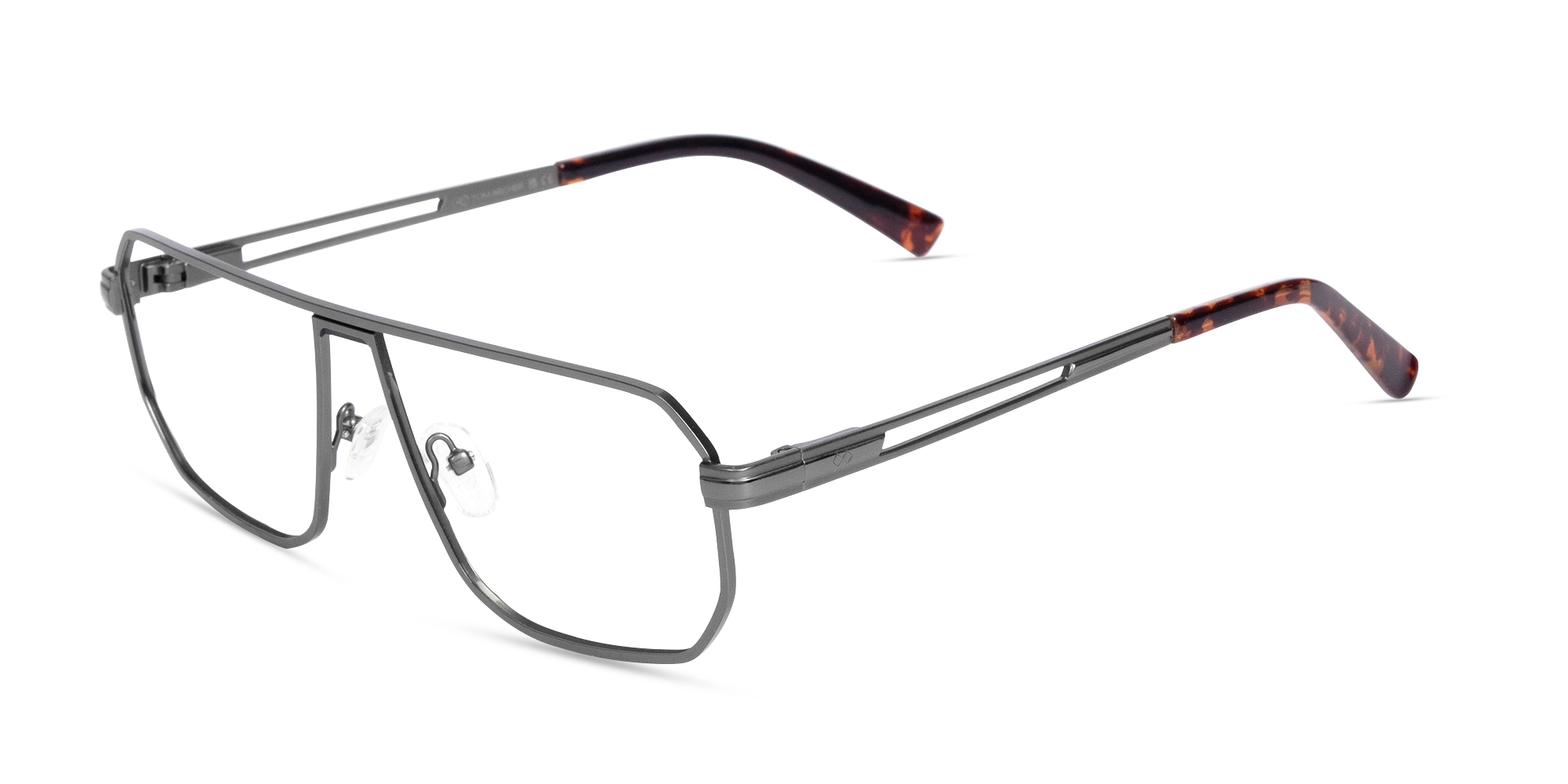 Matte Gunmetal Pilot Rectangle Glasses-3