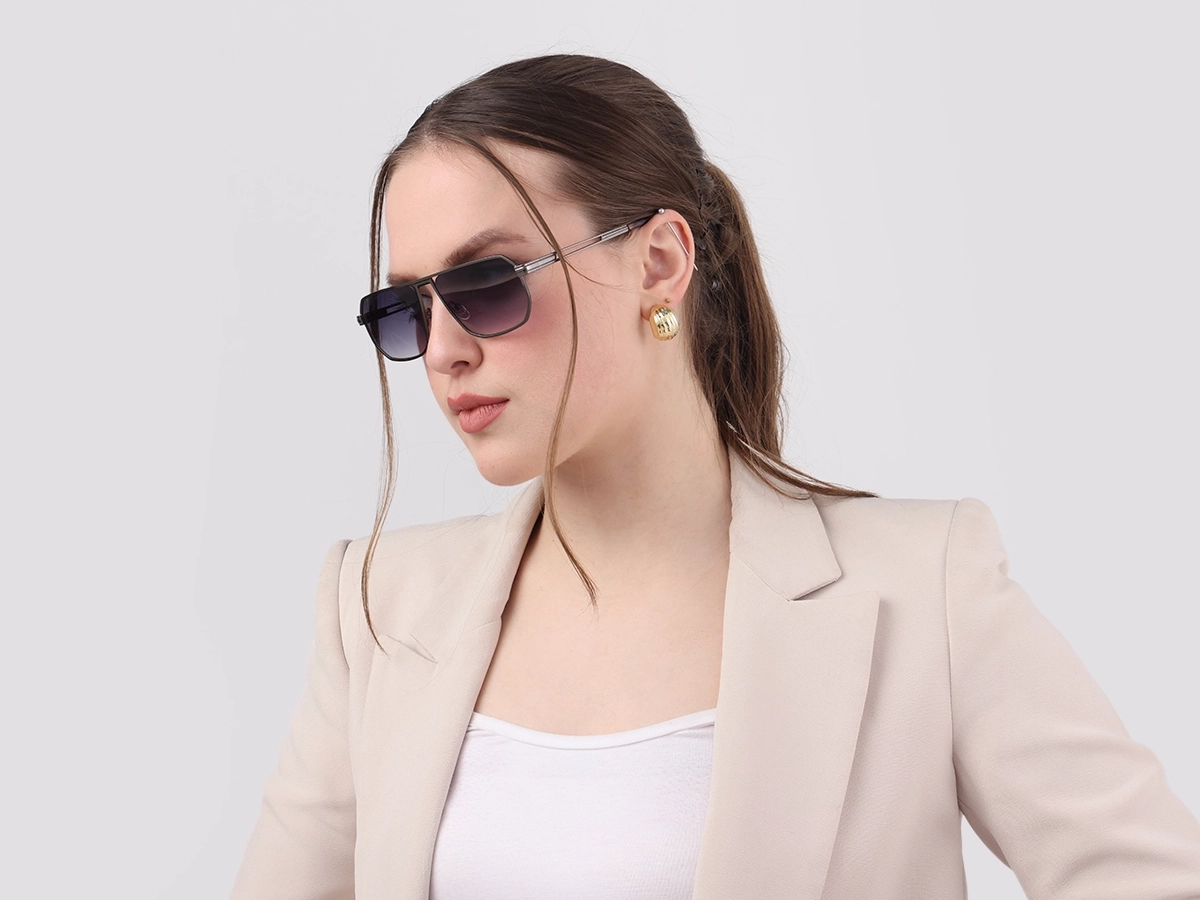 Matte Gunmetal Pilot Flat Top Sunglasses 53