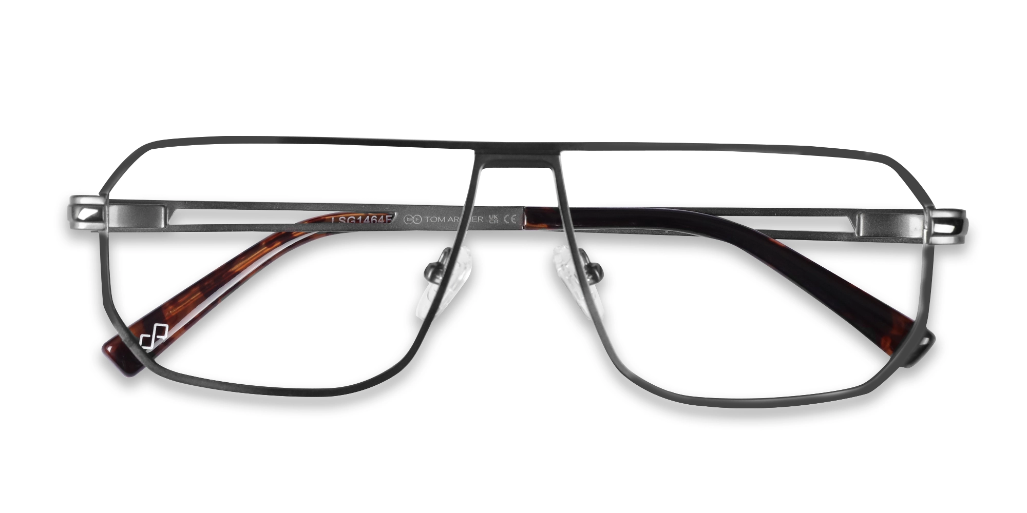 Matte Gunmetal Pilot Rectangle Glasses-6