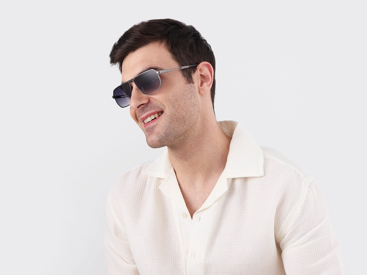 Matte Gunmetal Pilot Flat Top Sunglasses 42