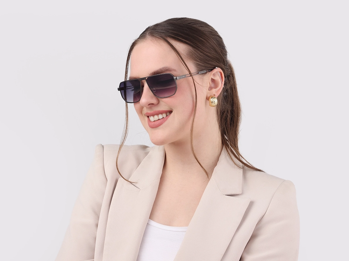 Matte Gunmetal Pilot Flat Top Sunglasses 52