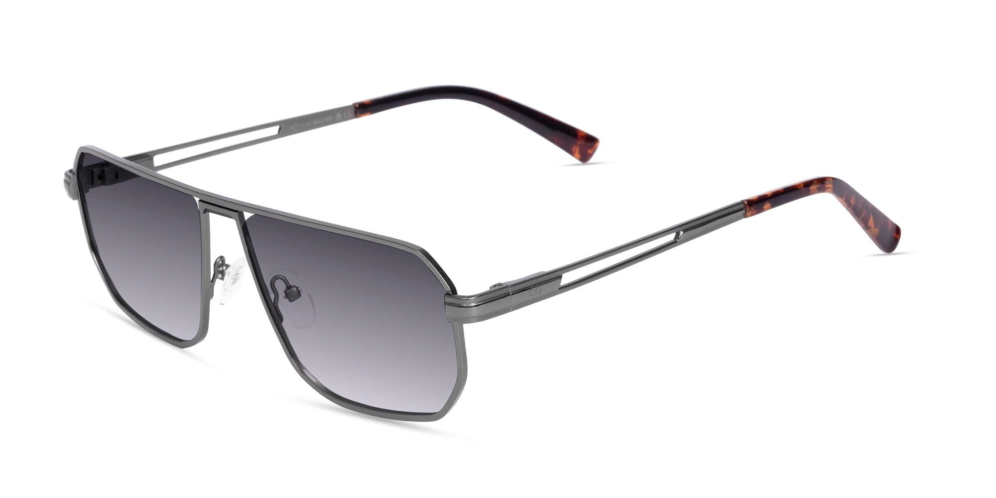 Matte Gunmetal Pilot Flat Top Sunglasses-3