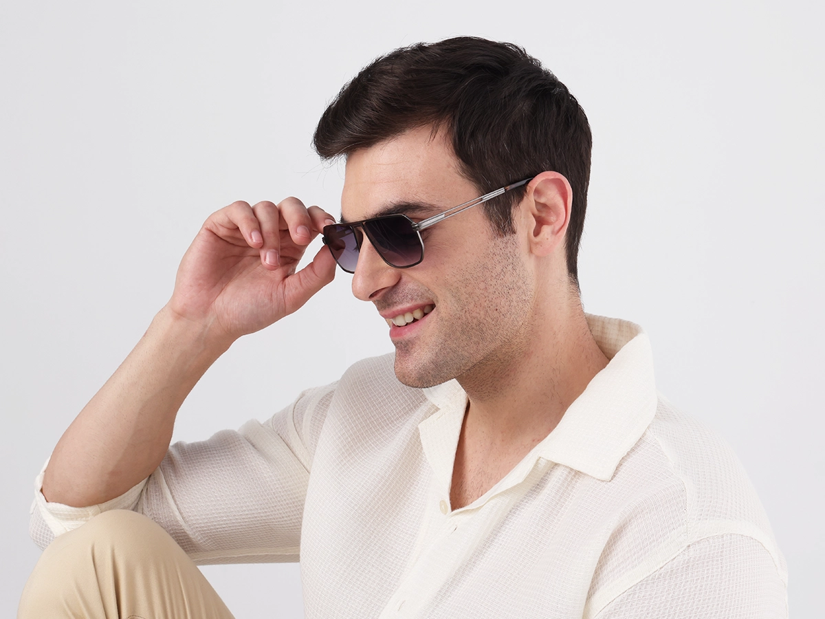 Matte Gunmetal Pilot Flat Top Sunglasses 41