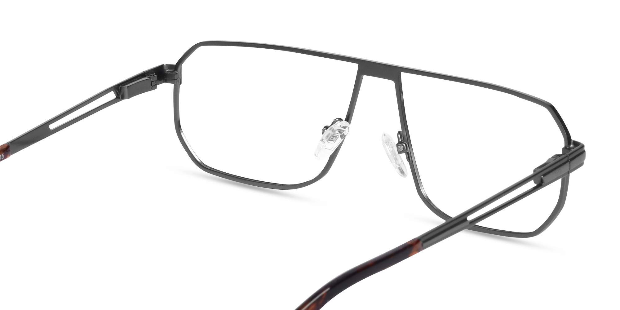 Matte Gunmetal Pilot Rectangle Glasses-5