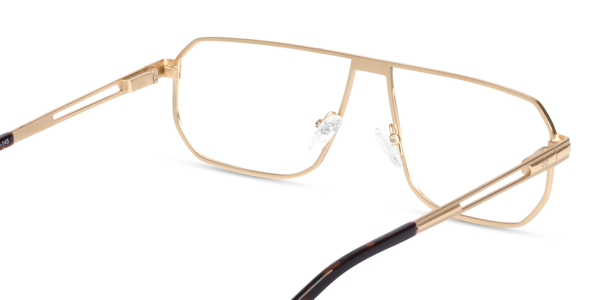 Matte Champagne Gold Rectangle Glasses-5