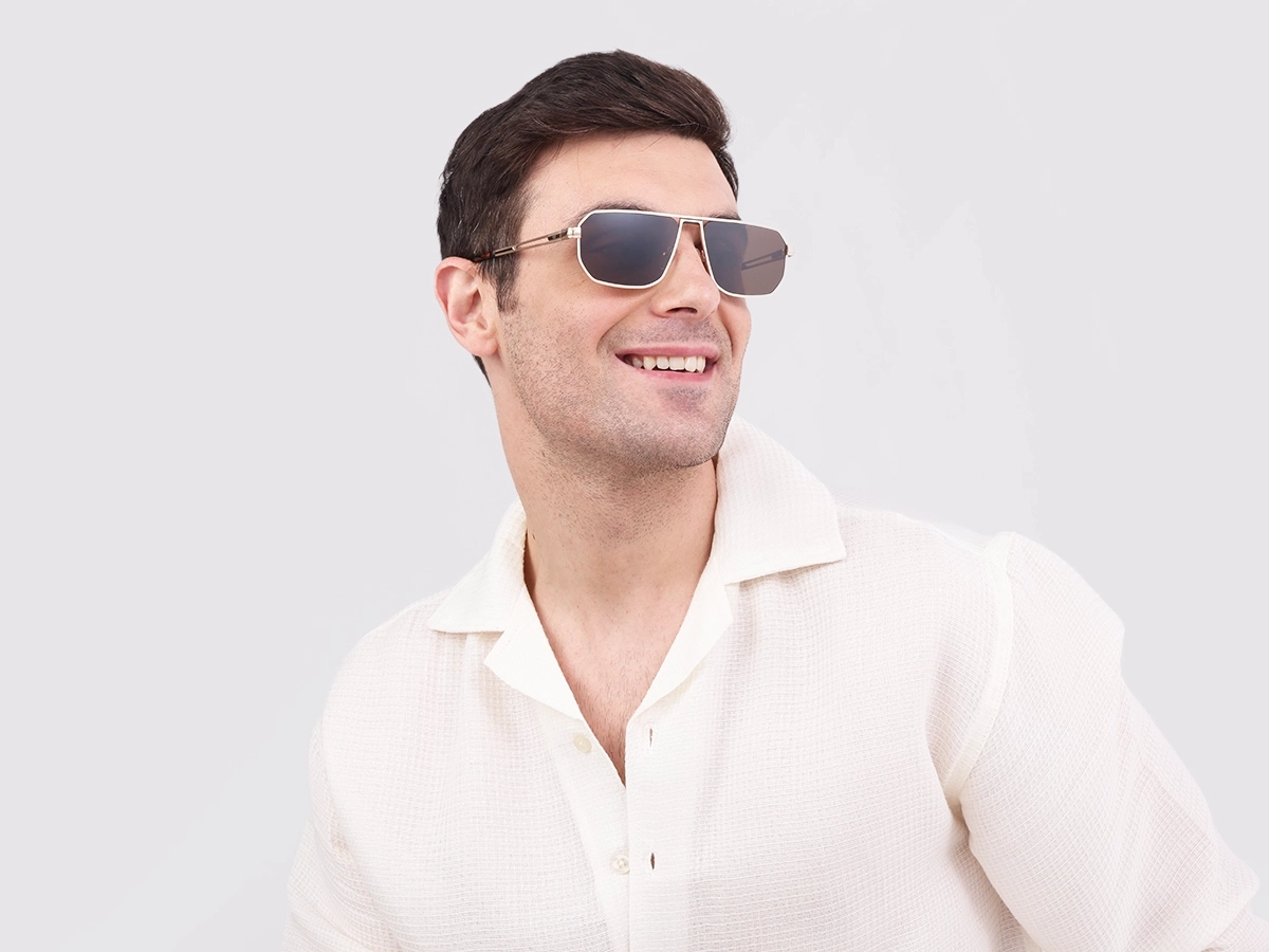 Matte Champagne Gold Pilot Sunglasses 43