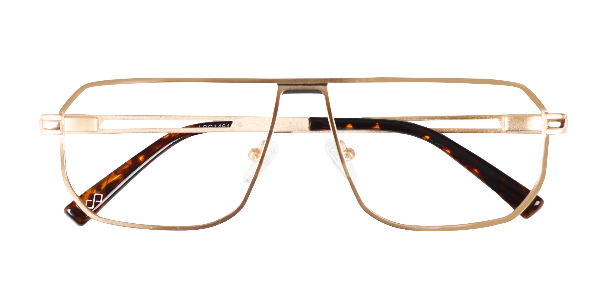 Matte Champagne Gold Rectangle Glasses-6