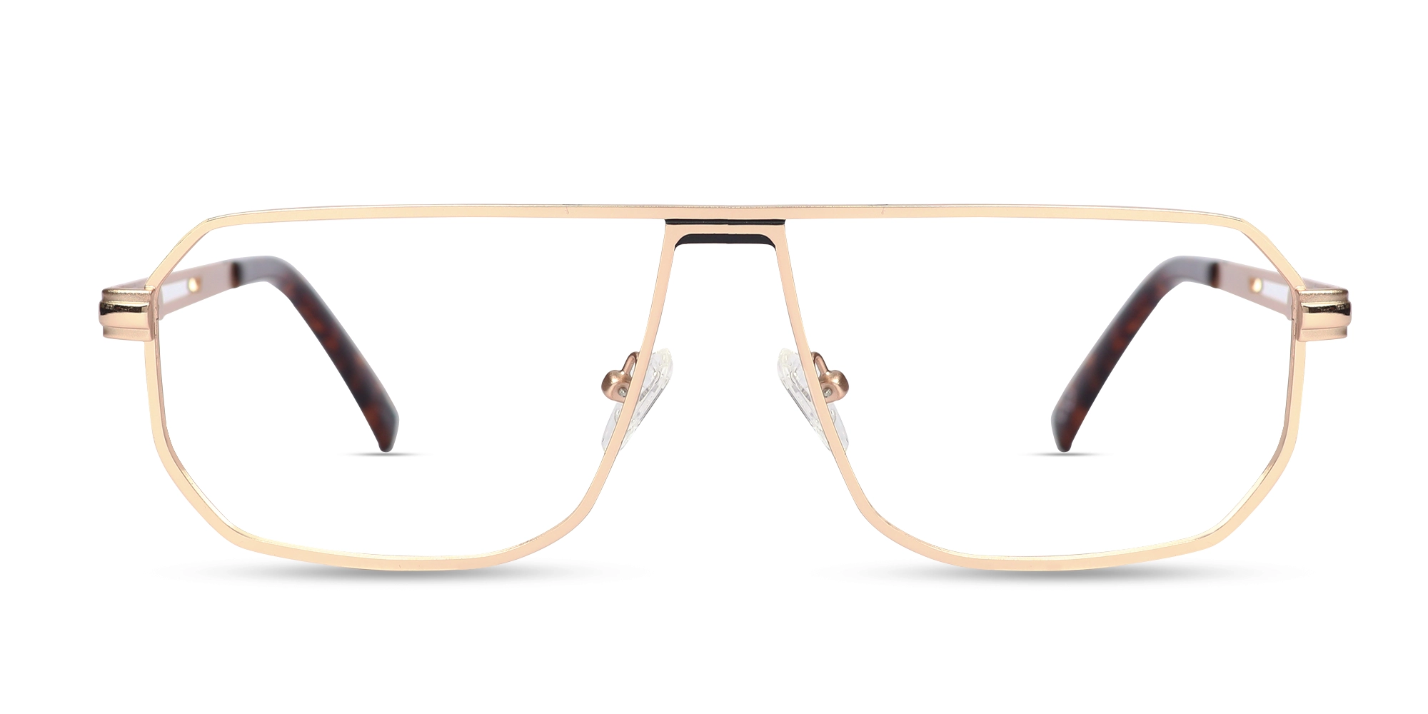 Matte Champagne Gold Rectangle Glasses-1