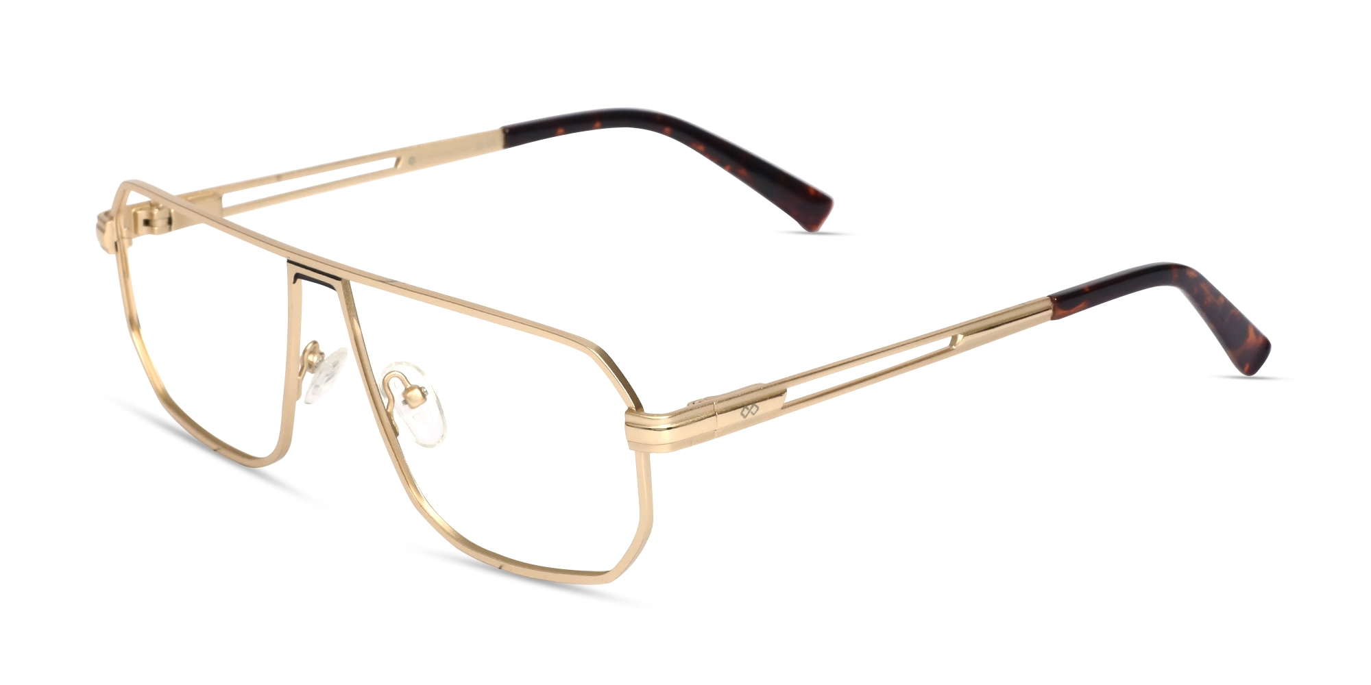 Matte Champagne Gold Rectangle Glasses-3