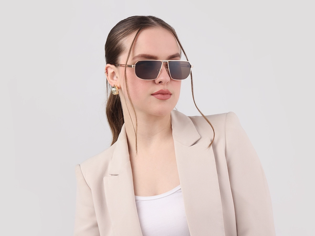 Matte Champagne Gold Pilot Sunglasses 52