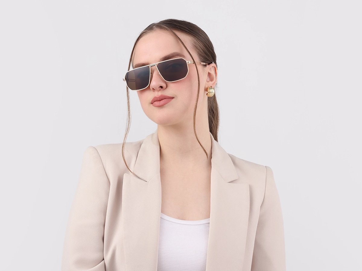 Matte Champagne Gold Pilot Sunglasses 51