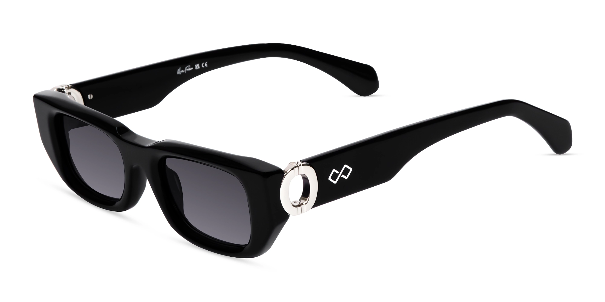 Rectangle Grey Gradient Tint Sunglasses-3