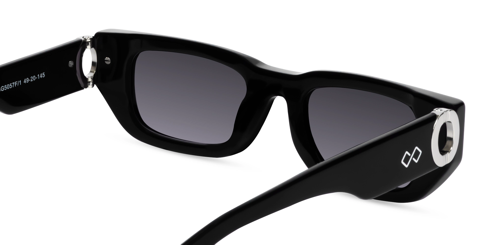 Rectangle Grey Gradient Tint Sunglasses-5
