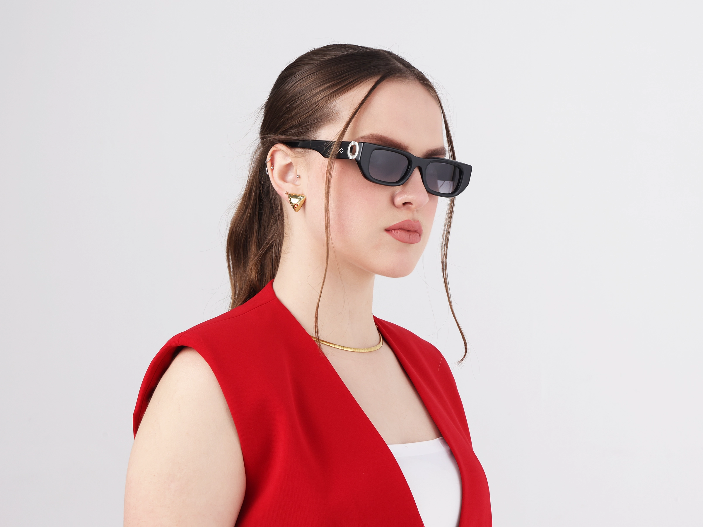 Rectangle Grey Gradient Tint Sunglasses-52