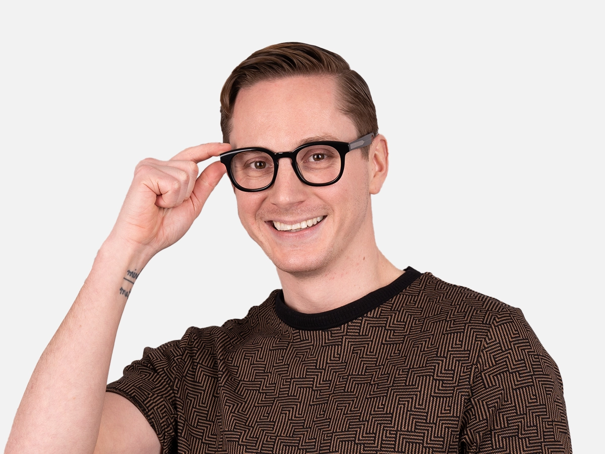 Black Full Rim Square Glasses-43