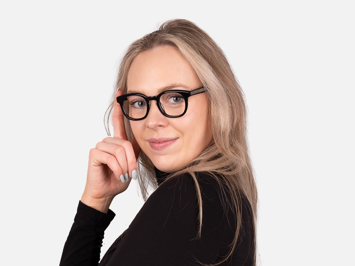 Black Full Rim Square Glasses-52