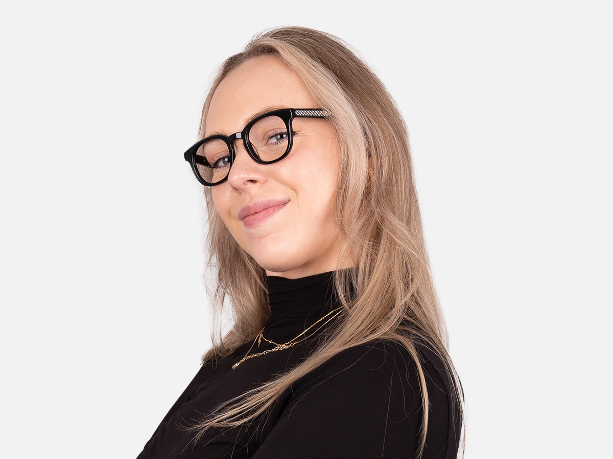 Black Full Rim Square Glasses-54