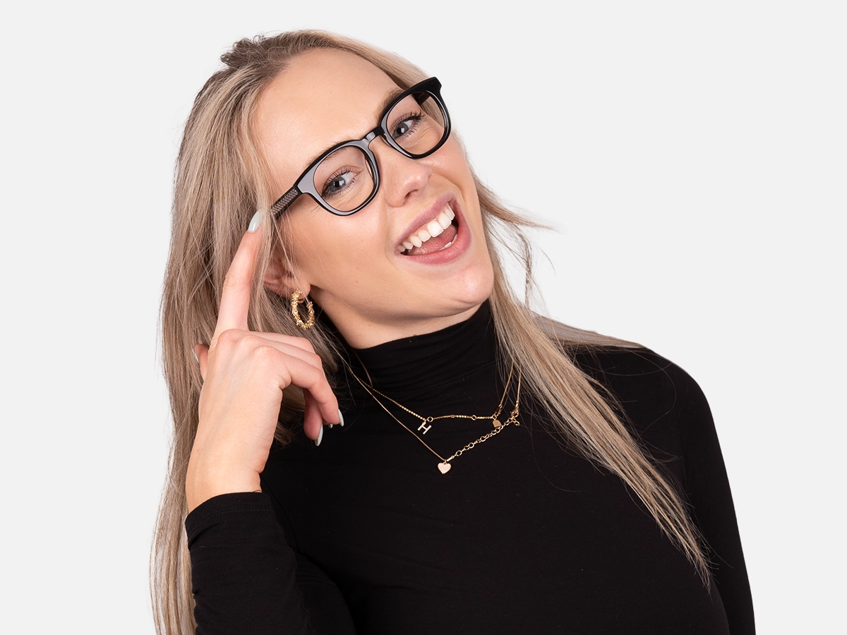Black Full Rim Square Glasses-53
