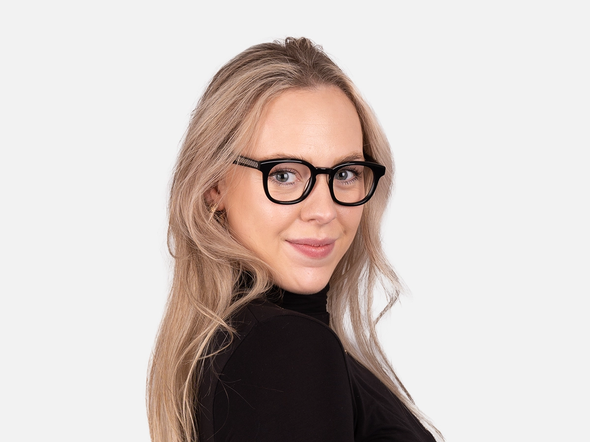 Black Full Rim Square Glasses-55