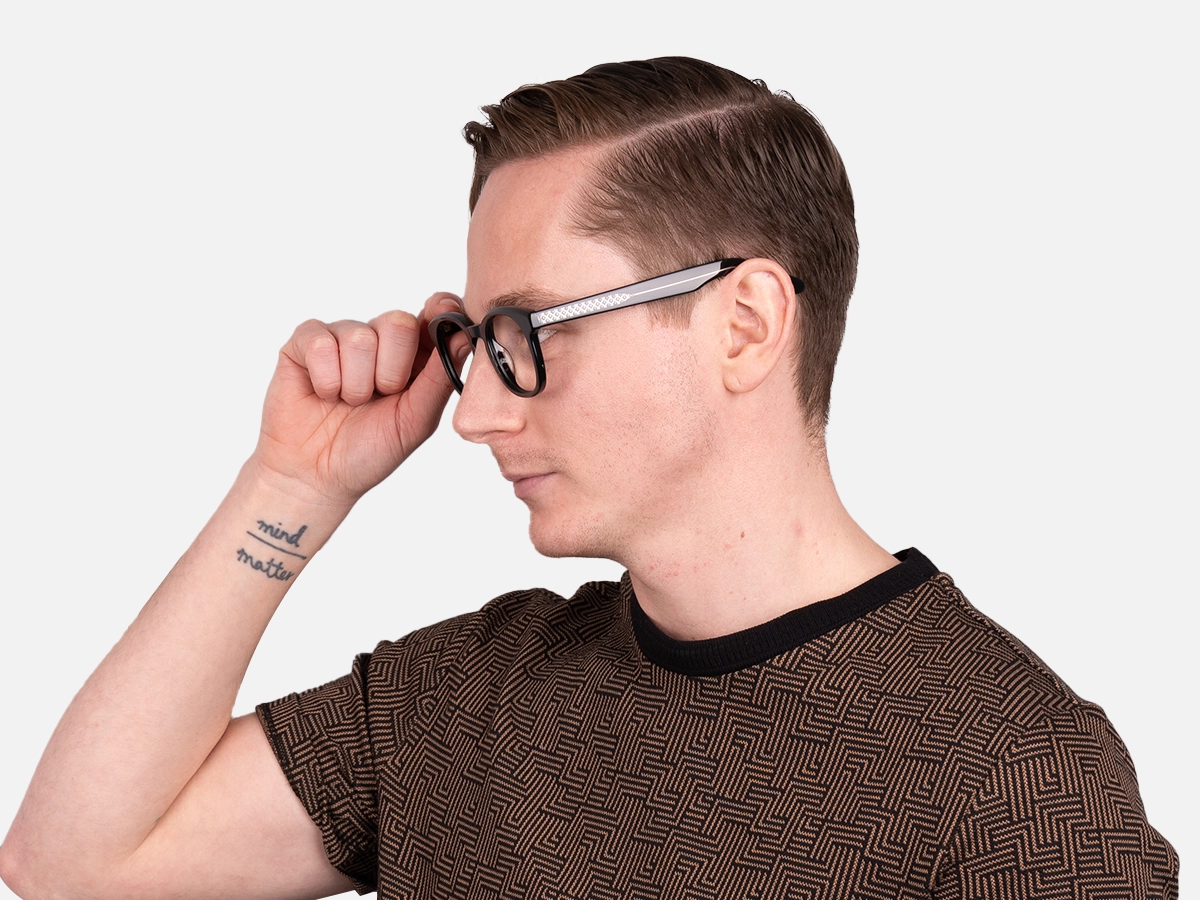 Black Full Rim Square Glasses-44