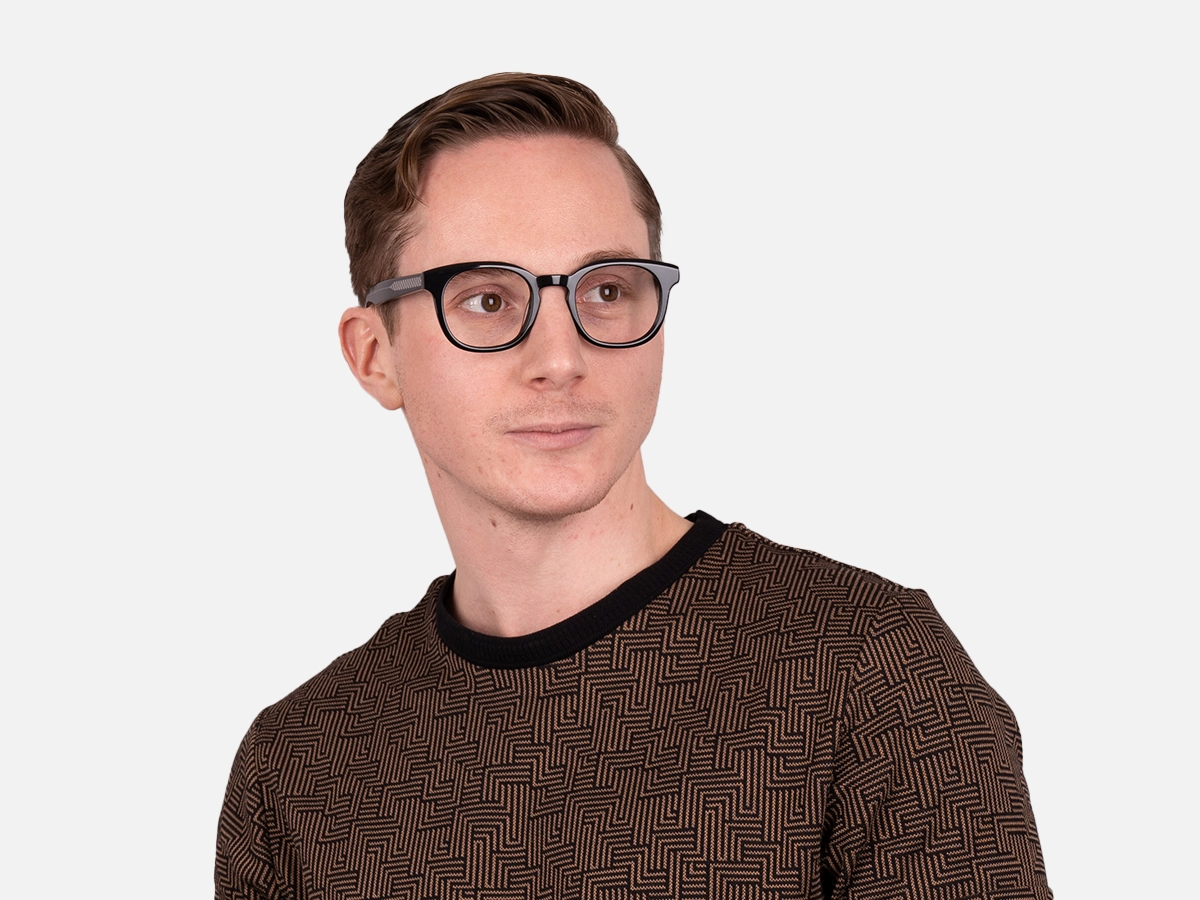 Black Full Rim Square Glasses-43