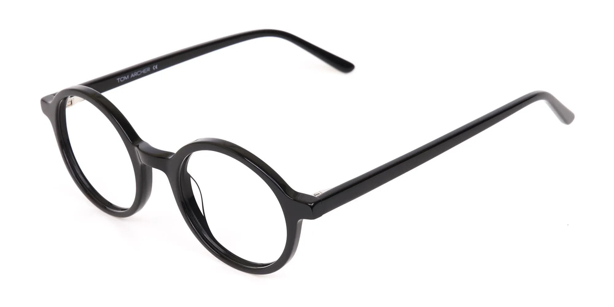 Black Round Acetate Eyeglasses Frame Unisex-2