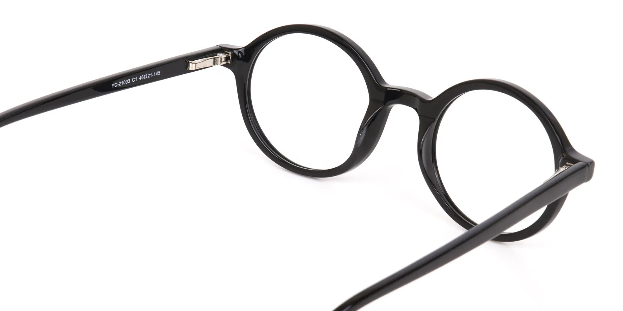 Black Round Acetate Eyeglasses Frame Unisex-2