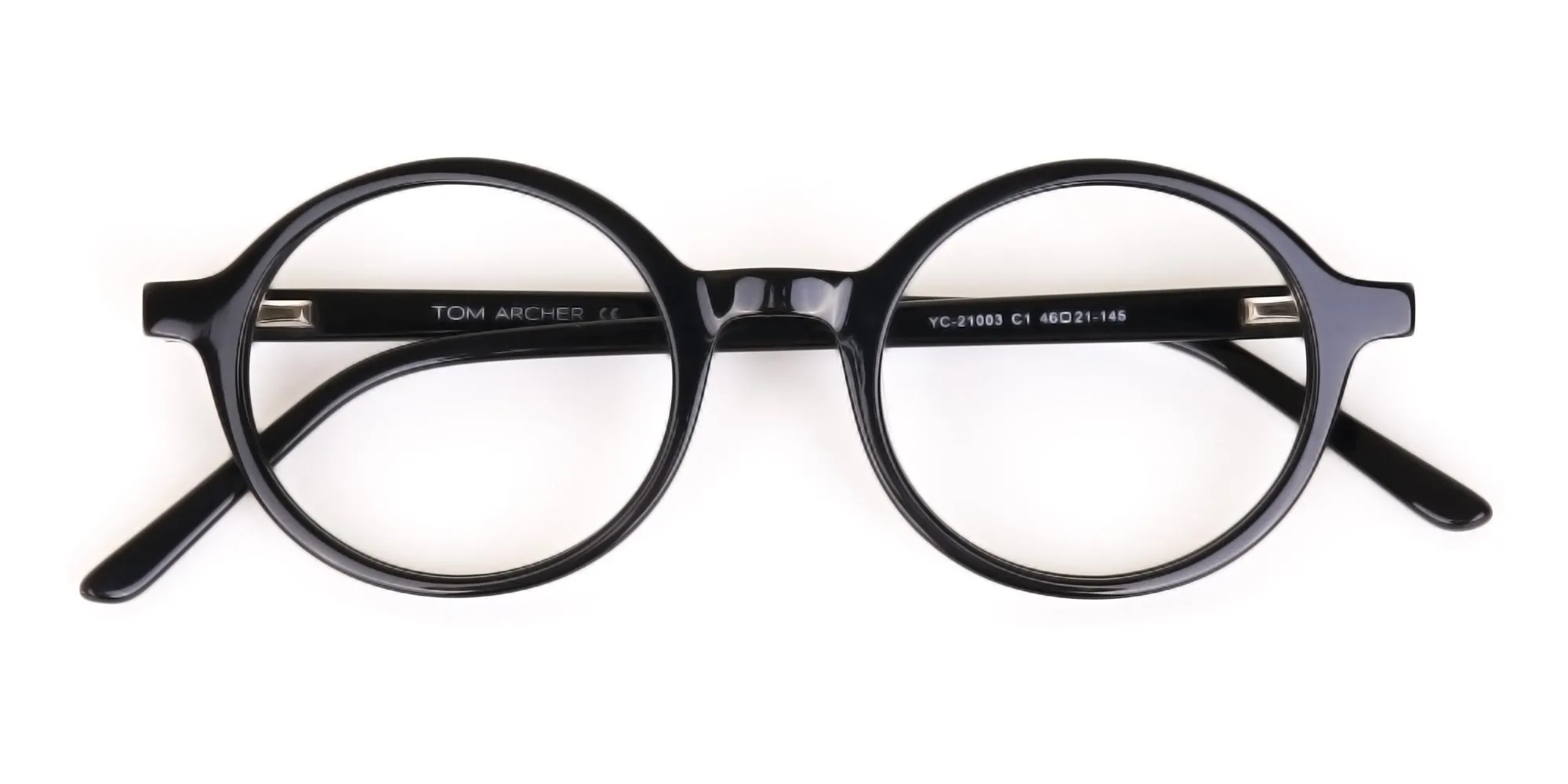 Black Round Acetate Eyeglasses Frame Unisex-2