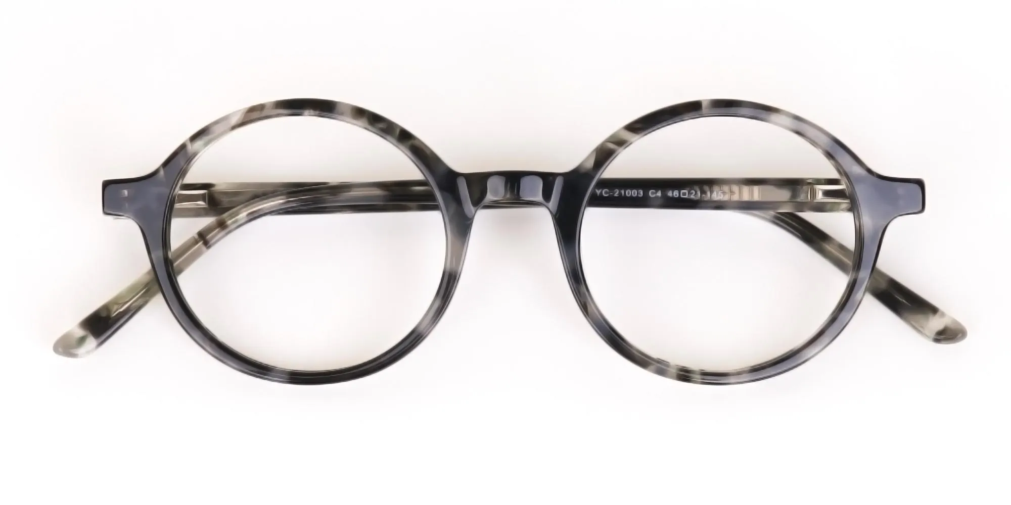 Marble Grey Acetate Round Eyeglasses Unisex-2