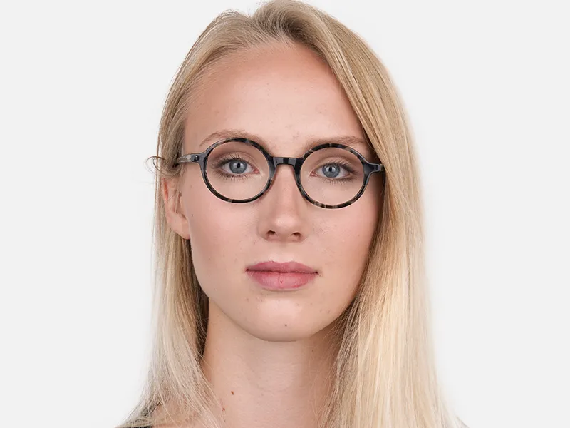 Marble Grey Acetate Round Eyeglasses Unisex-2
