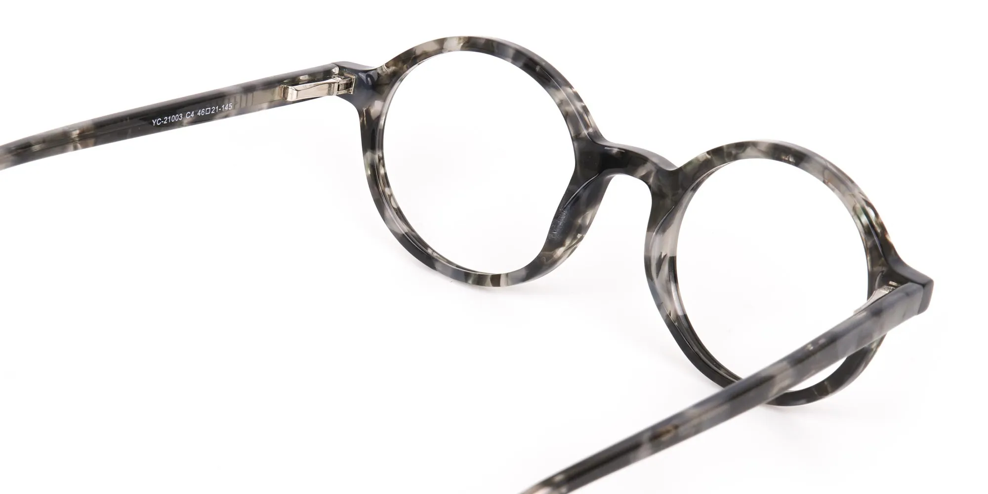 Marble Grey Acetate Round Eyeglasses Unisex-2