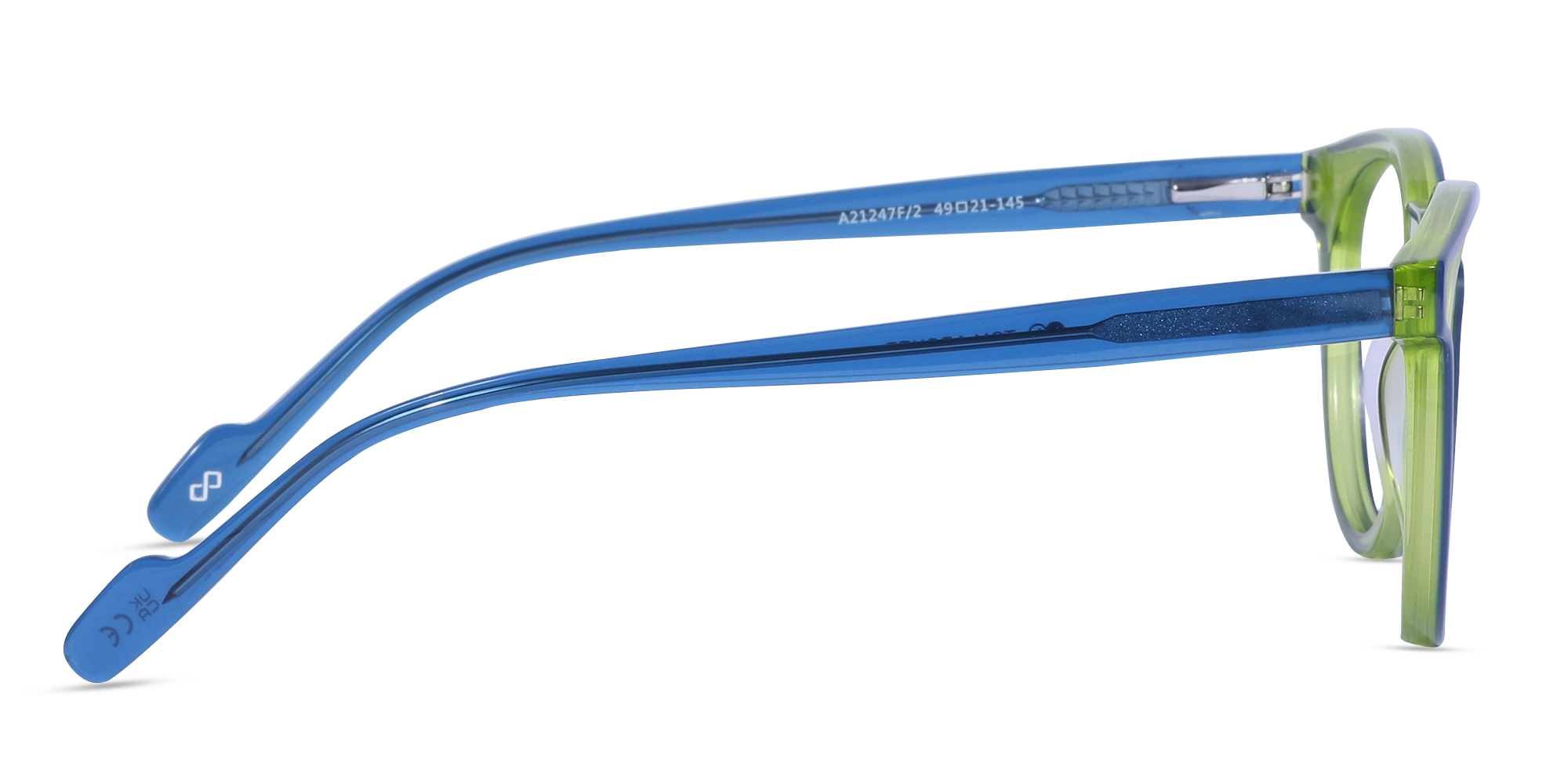 Tea Green & Blue Round Acetate Glasses-4