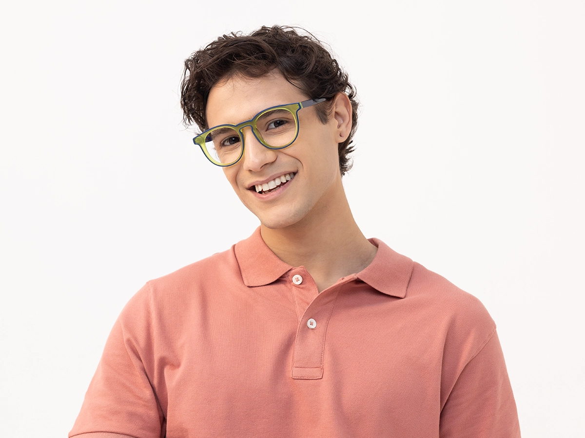 Tea Green & Blue Round Acetate Glasses-41