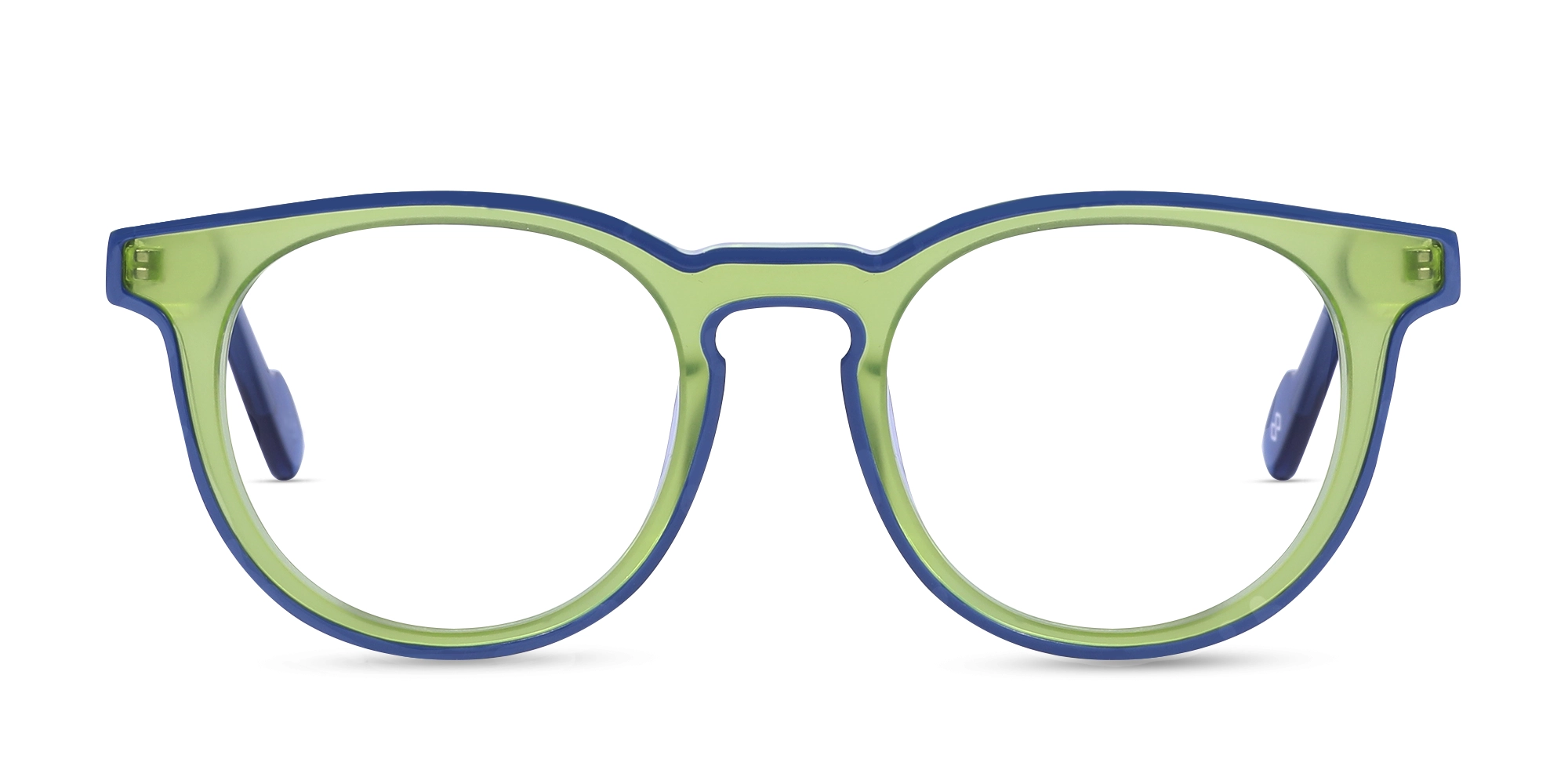 Tea Green & Blue Round Acetate Glasses-1