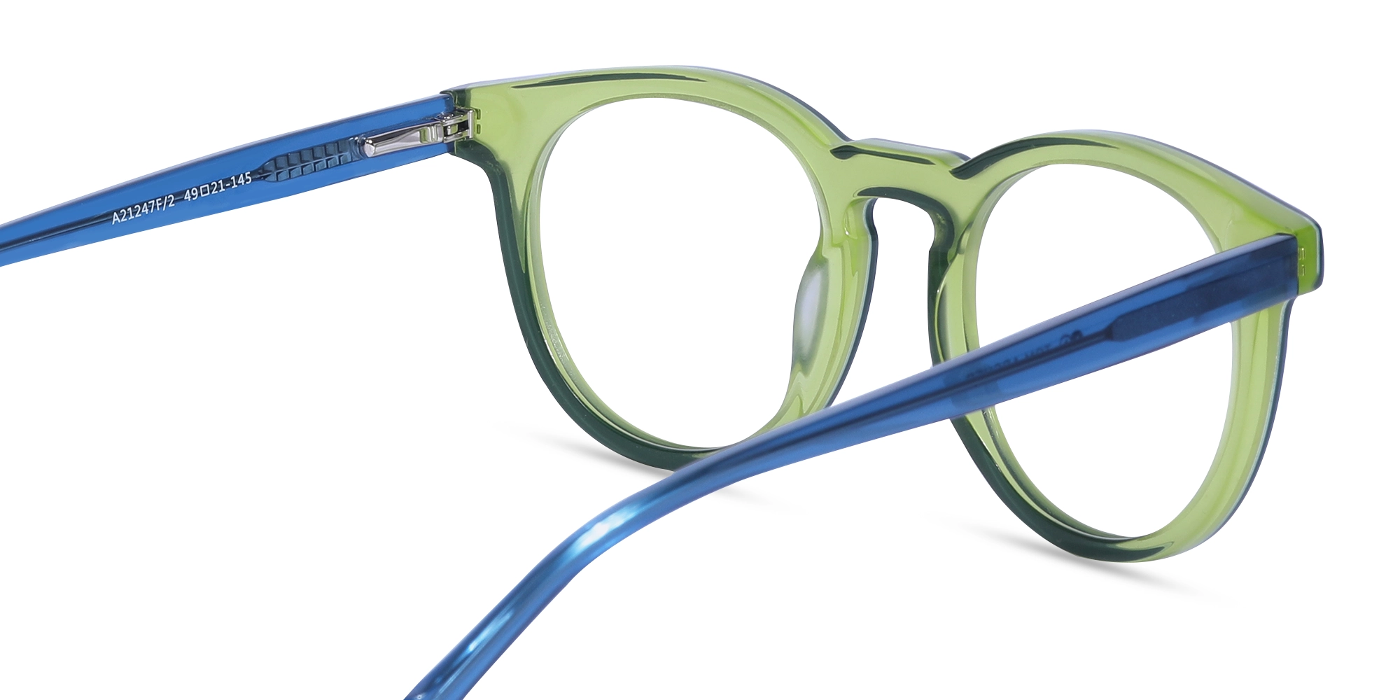 Tea Green & Blue Round Acetate Glasses-5