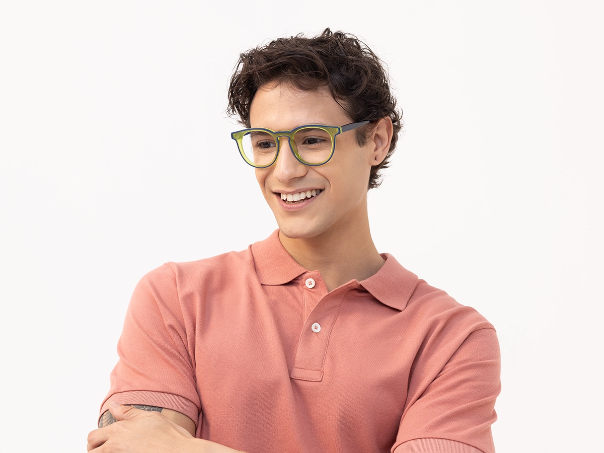 Tea Green & Blue Round Acetate Glasses-42