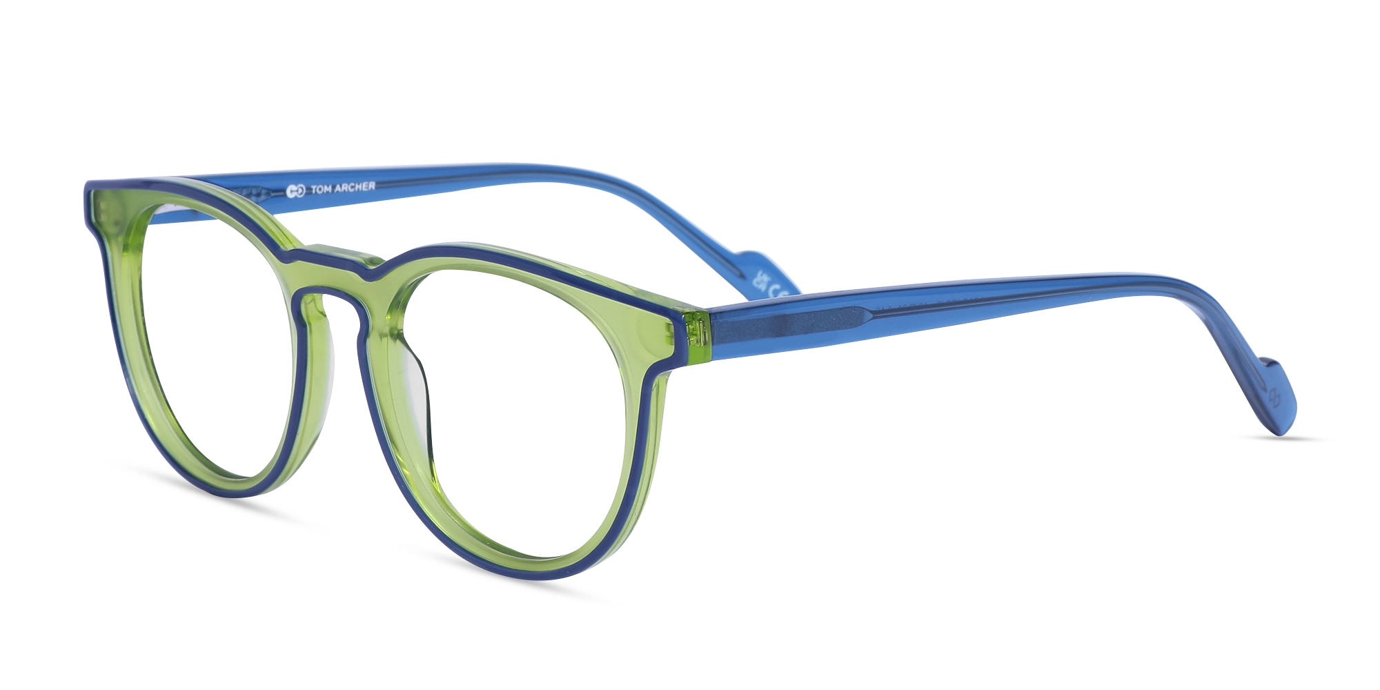 Tea Green & Blue Round Acetate Glasses-3