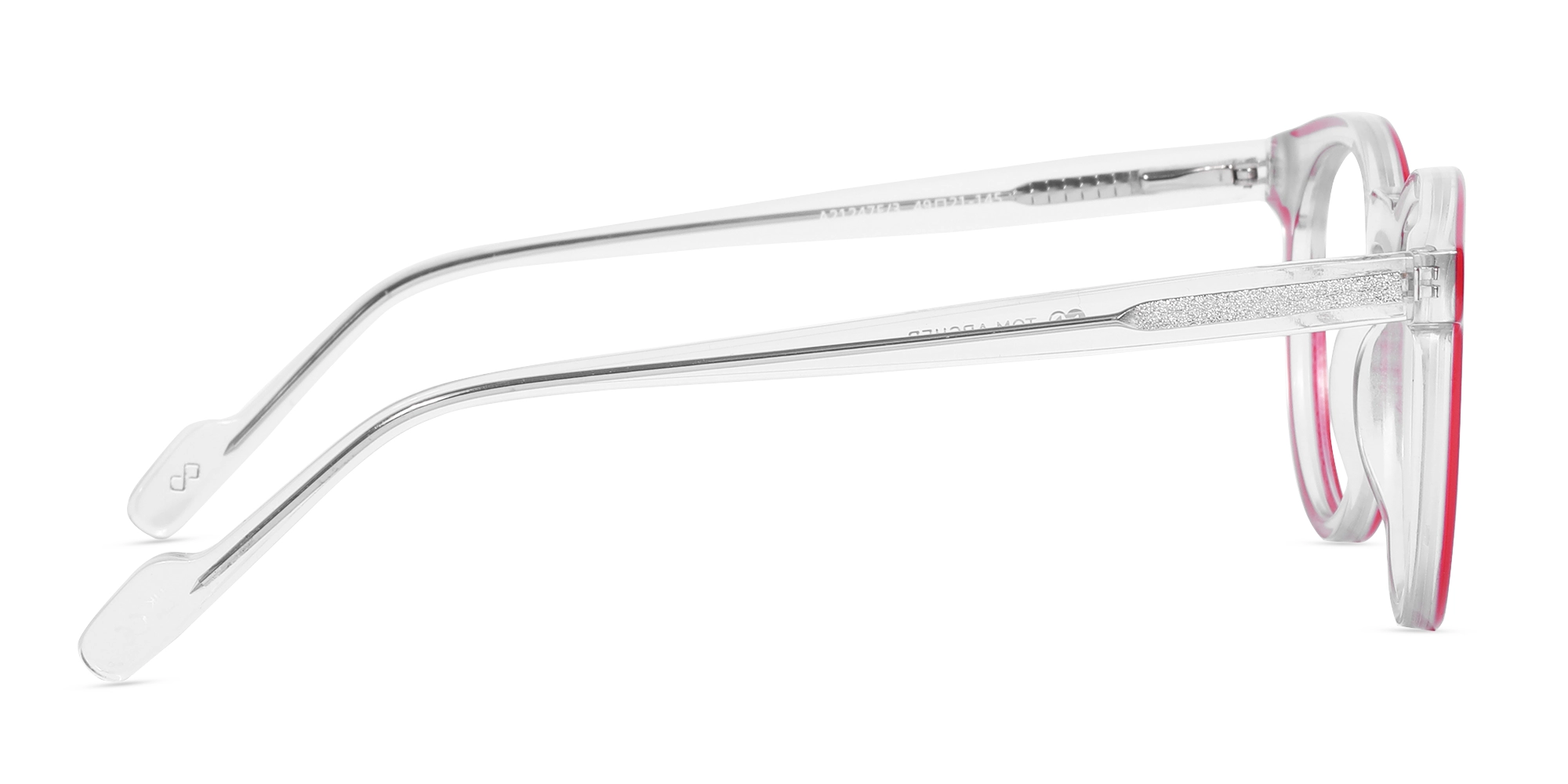 Matte Transparent & Red Round Eyeglasses-4