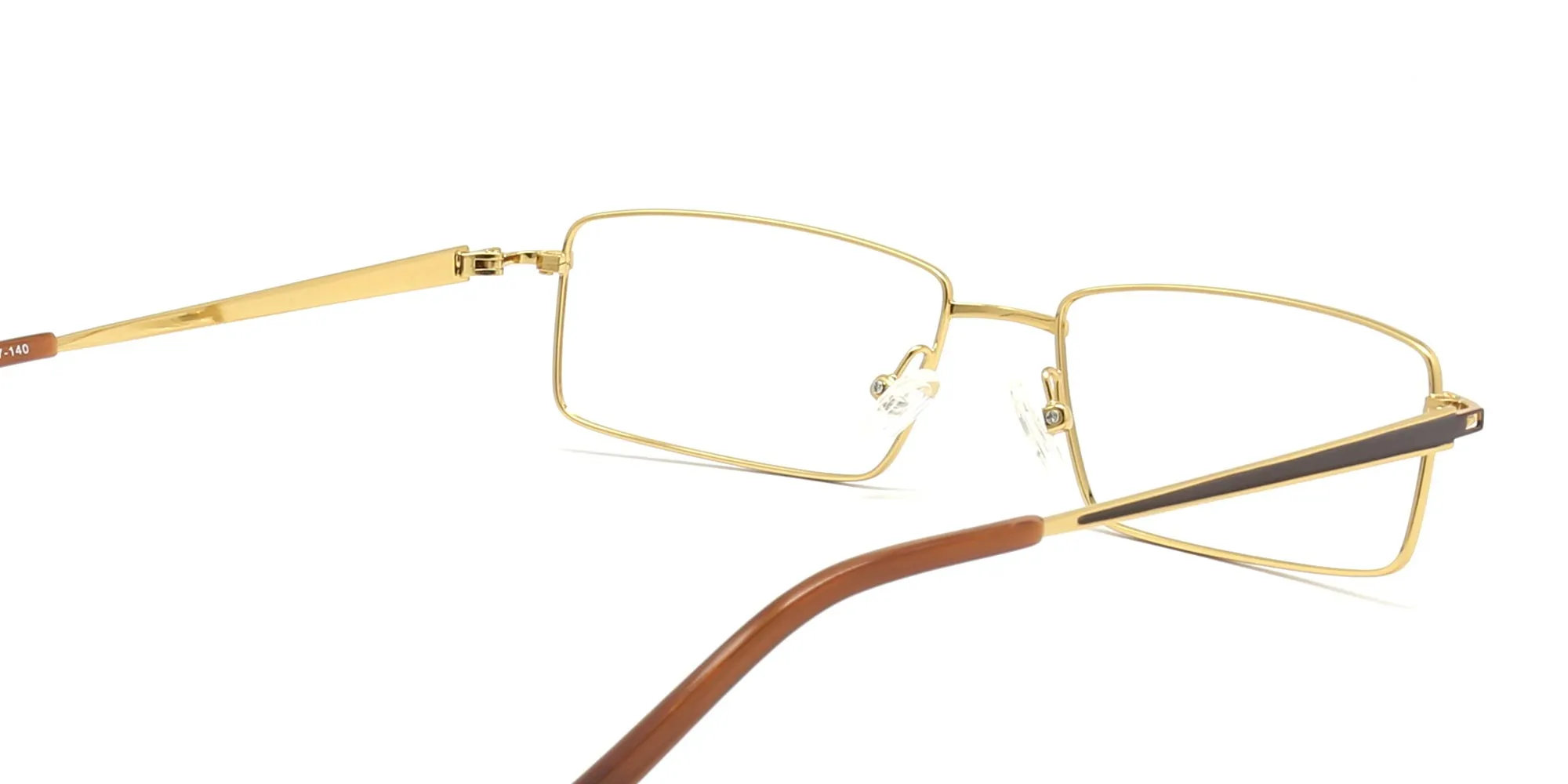 gold classic titanium rectangle eyeglasses-2