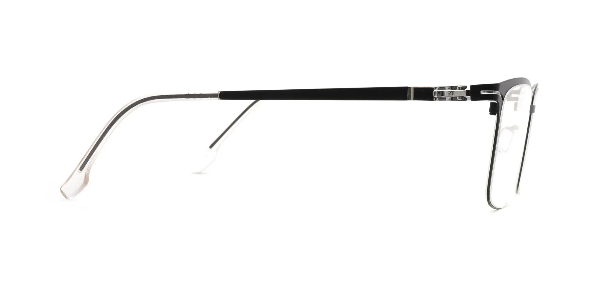 Metallic Black Square Metal Frame Glasses-2