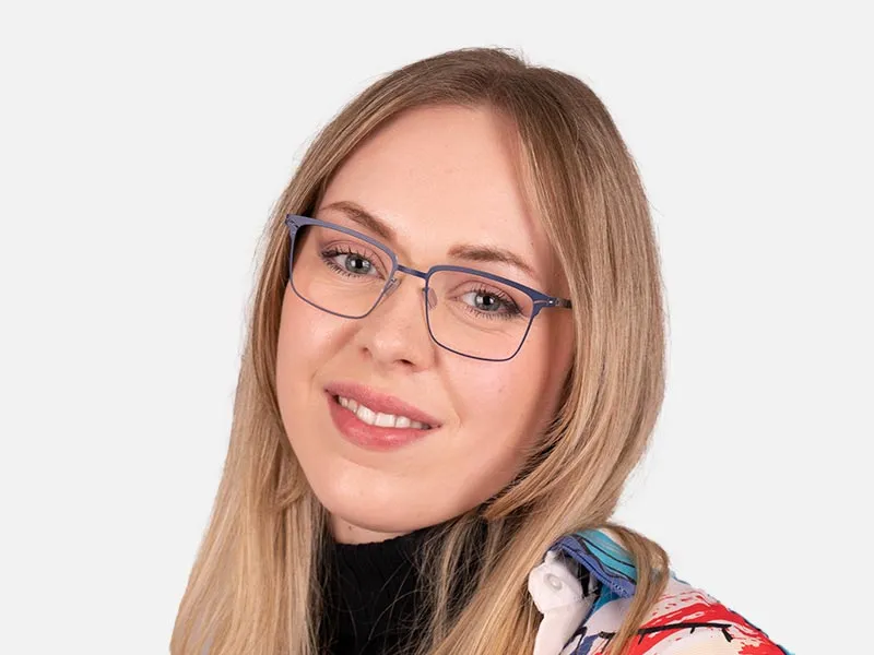 Metallic Blue Metal Eyeglass Frames-2