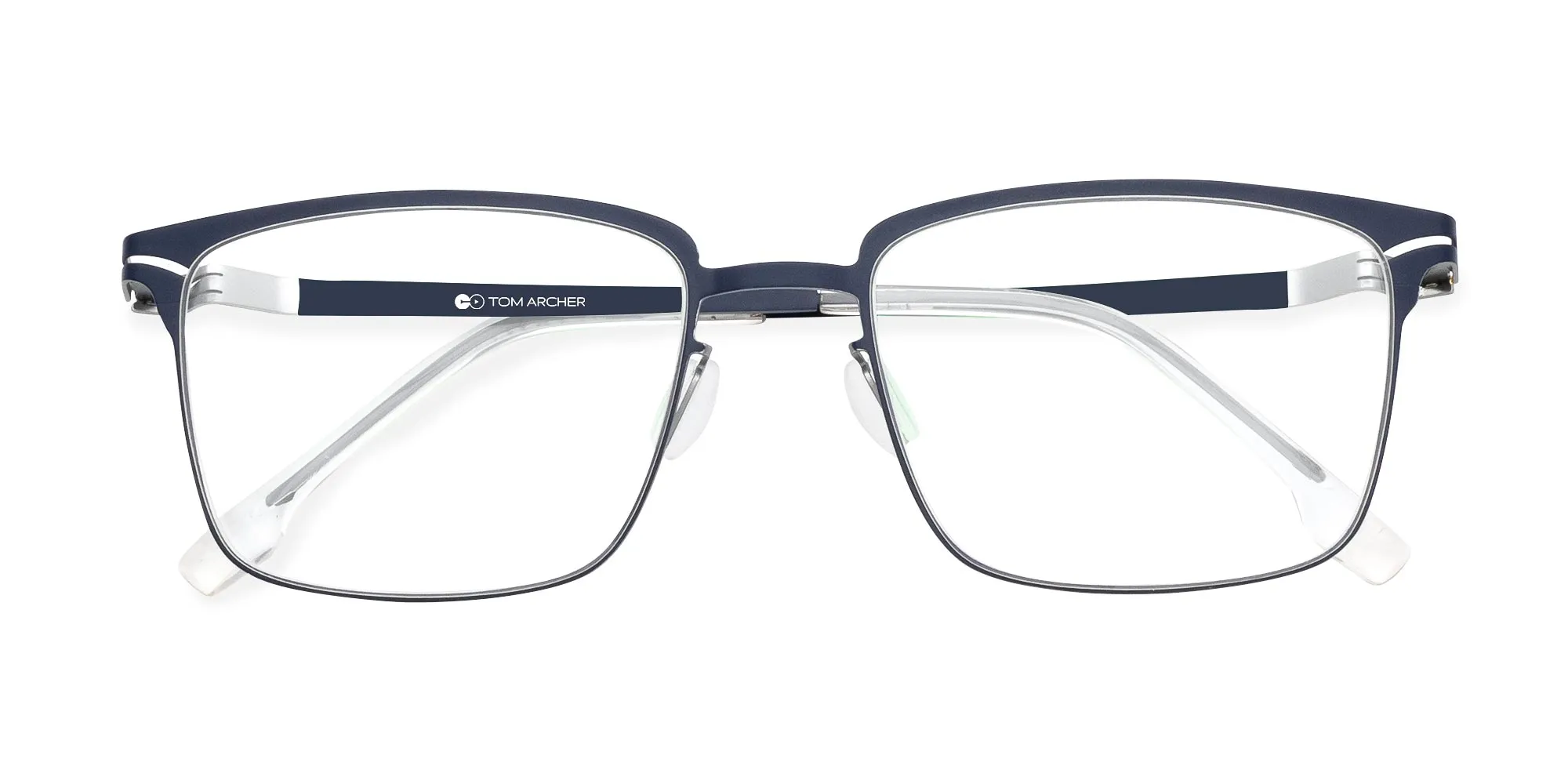Metallic Blue Metal Eyeglass Frames-2