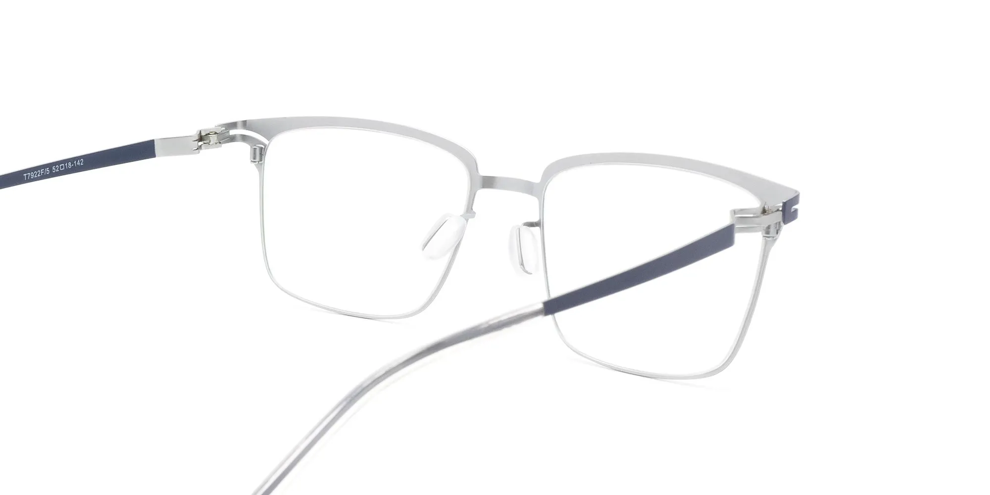 Metallic Blue Metal Eyeglass Frames-2