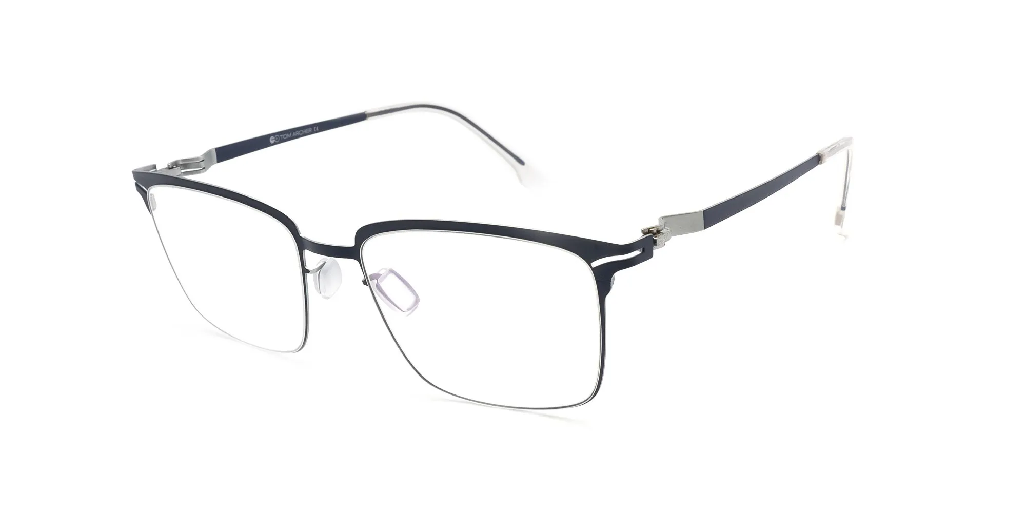 Metallic Blue Metal Eyeglass Frames-2