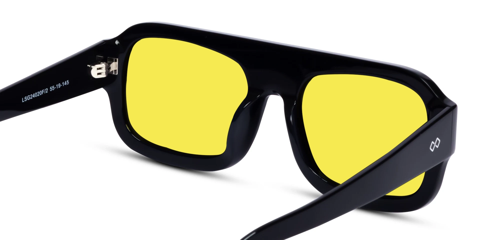 Black Thick Flat Top Yellow Tint Glasses