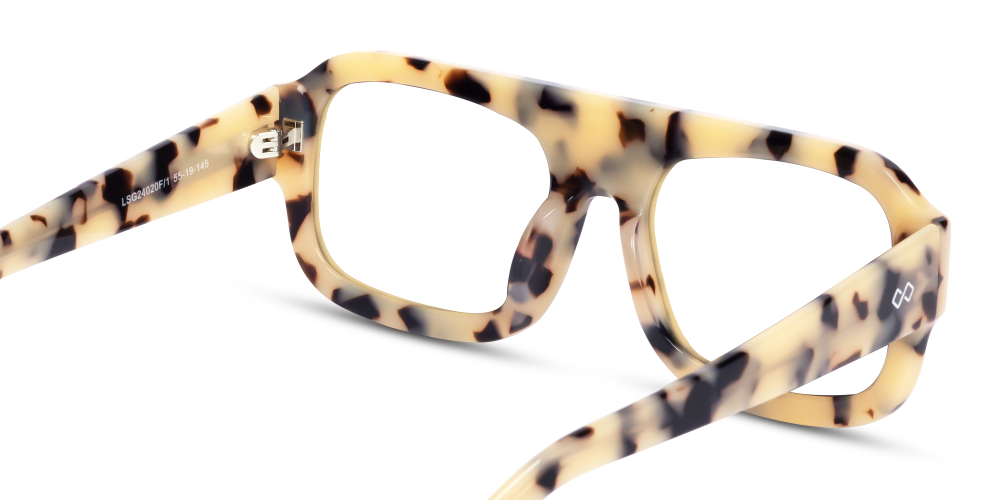 Beige Tortoise Square Flat-Top Glasses