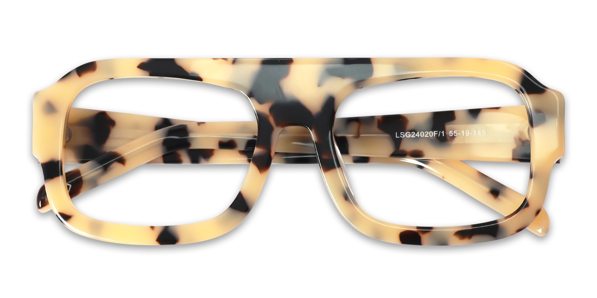 Beige Tortoise Square Flat-Top Glasses