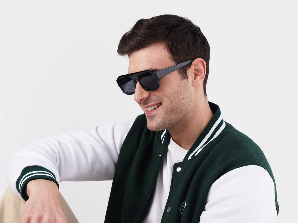 Black Flat Top Pilot Sunglasses 42