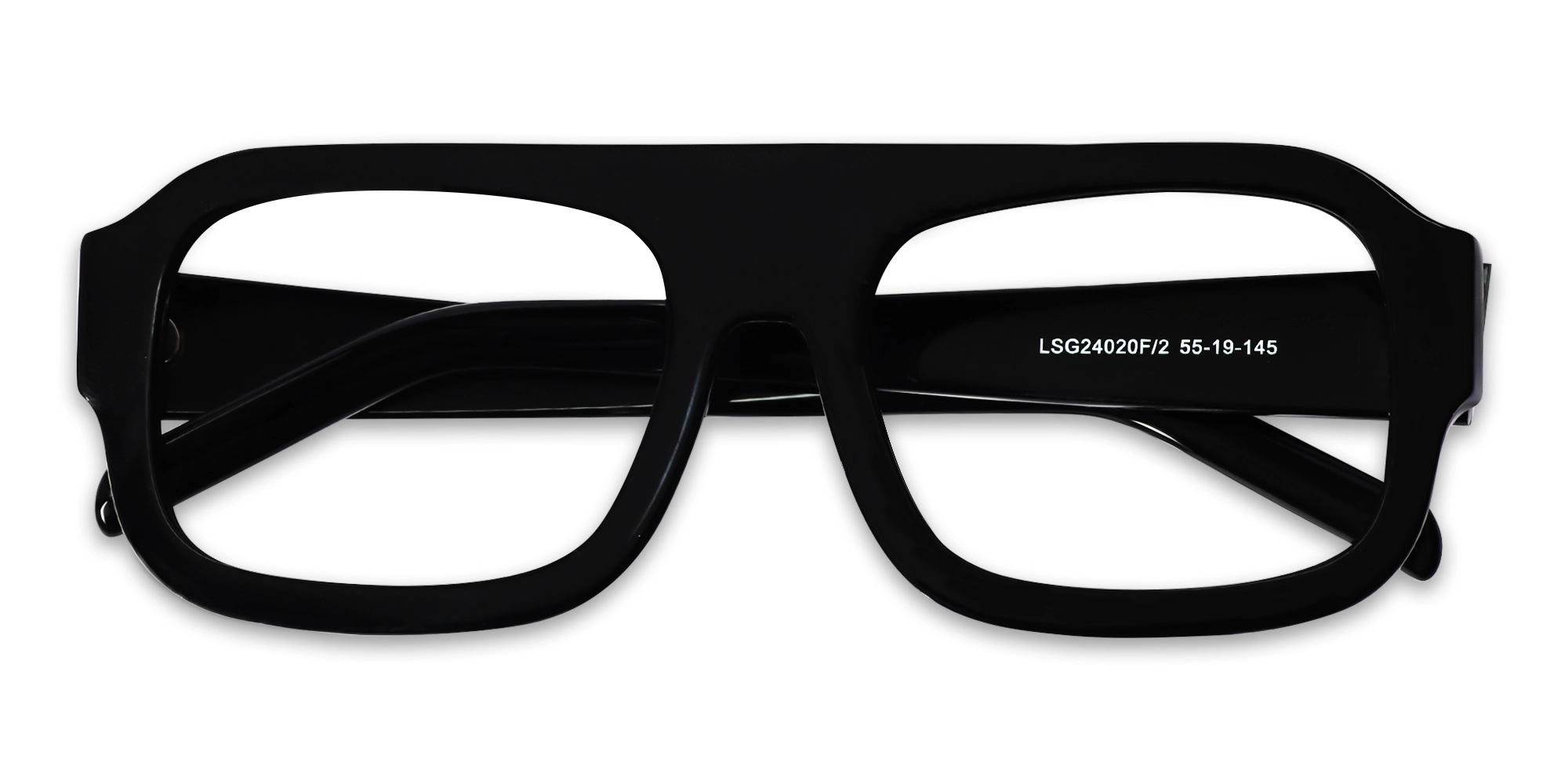 Black Square Pilot Flat-Top Glasses