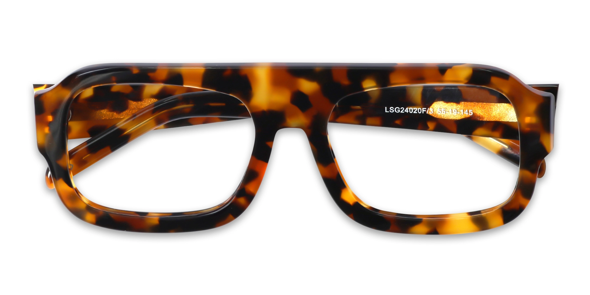 Honey Tortoise Square Pilot Flat-Top Glasses